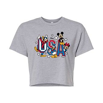 Disney's Mickey Mouse & Friends Juniors' USA Cropped Tee