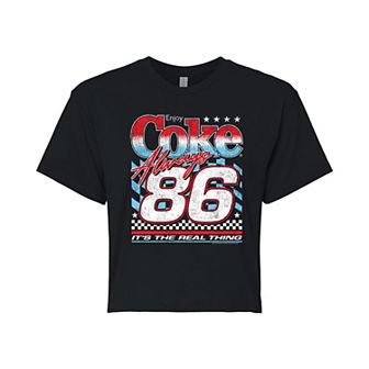 Juniors' Coca-Cola Vintage USA Racing Cropped Tee