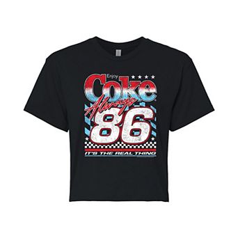 Juniors' Coca-Cola Vintage USA Racing Cropped Tee