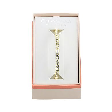 Chrystina Crystal Baguette Center Hinged Bangle Bracelet