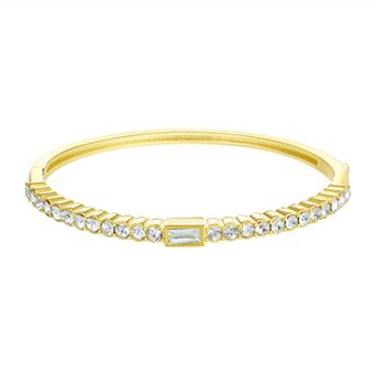 Chrystina Crystal Baguette Center Hinged Bangle Bracelet