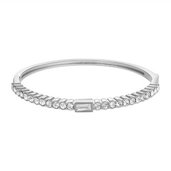 Chrystina Crystal Baguette Center Hinged Bangle Bracelet