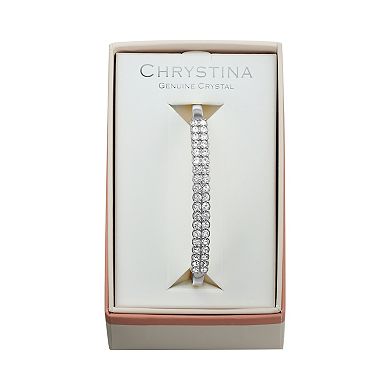 Chrystina Crystal Double Row Hinged Bangle Bracelet