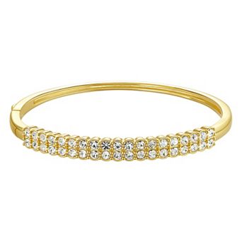 Chrystina Crystal Double Row Hinged Bangle Bracelet