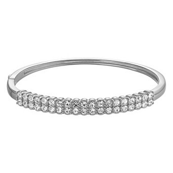 Chrystina Crystal Double Row Hinged Bangle Bracelet