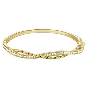 Chrystina Crystal Twist Hinged Bangle Bracelet
