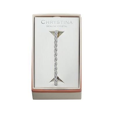 Chrystina Crystal Twist Hinged Bangle Bracelet