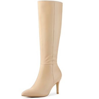 Women's Pointy Toe Buckle Stiletto Heel Knee High Boots