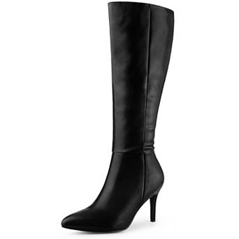 Women's Pointy Toe Buckle Stiletto Heel Knee High Boots
