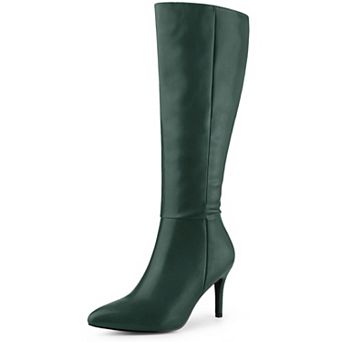 Women's Pointy Toe Buckle Stiletto Heel Knee High Boots