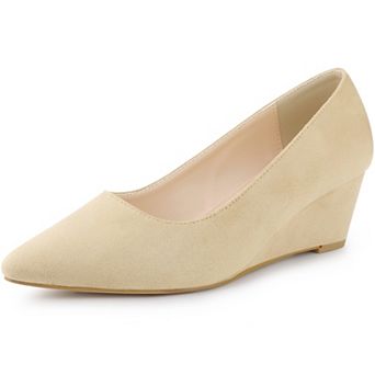 Women's Pointy Toe Slip On Wedges Heels Pumps for Casual and Office Wear