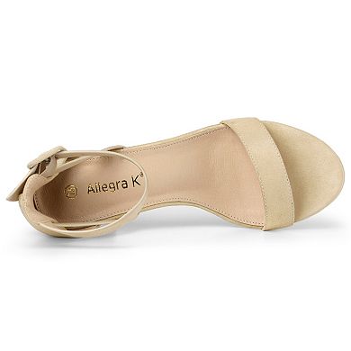 Women's Ankle Strap Block Low Heel Sandals with Open Toe and Adjustable Buckle