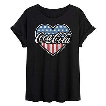Juniors' Coca-Cola USA Heart Oversized Tee