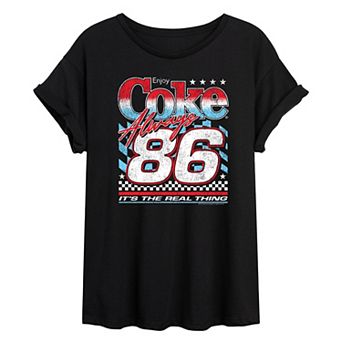 Juniors' Coca-Cola Vintage USA Racing Oversized Tee