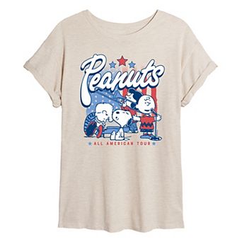 Juniors' Peanuts All American Tour Oversized Tee