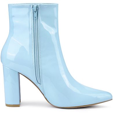 Women's Chunky Heel Pointed Toe Zipper Ankle Boots