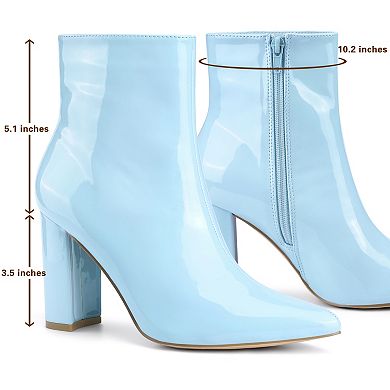 Women's Chunky Heel Pointed Toe Zipper Ankle Boots