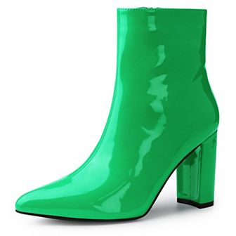 Women's Chunky Heel Pointed Toe Zipper Ankle Boots