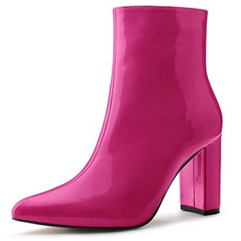 Women's Chunky Heel Pointed Toe Zipper Ankle Boots