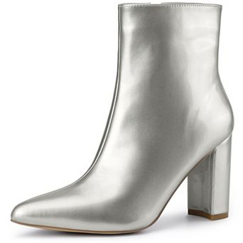 Women's Chunky Heel Pointed Toe Zipper Ankle Boots