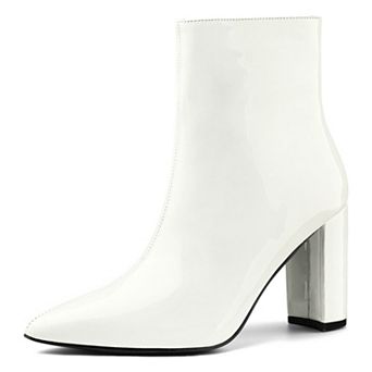 Women's Chunky Heel Pointed Toe Zipper Ankle Boots