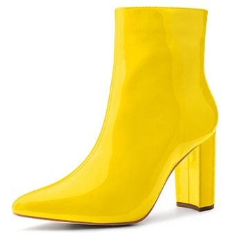 Women's Chunky Heel Pointed Toe Zipper Ankle Boots