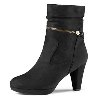 Women's Ankle Zip Platform High Heel Mid Calf Boots