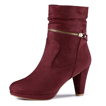 Women's Ankle Zip Platform High Heel Mid Calf Boots