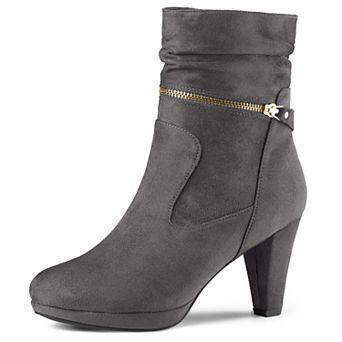 Women's Ankle Zip Platform High Heel Mid Calf Boots