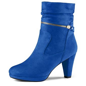 Women's Ankle Zip Platform High Heel Mid Calf Boots