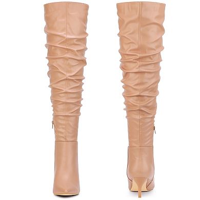 Pointed Toe Slouches Stiletto Heels Over the Knee High Boots for Women