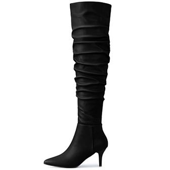 Pointed Toe Slouches Stiletto Heels Over the Knee High Boots for Women