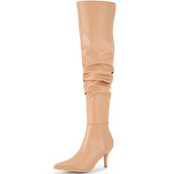 Pointed Toe Slouches Stiletto Heels Over the Knee High Boots for Women