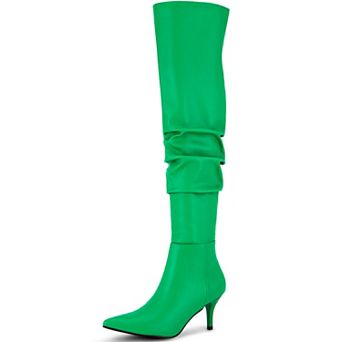 Pointed Toe Slouches Stiletto Heels Over the Knee High Boots for Women
