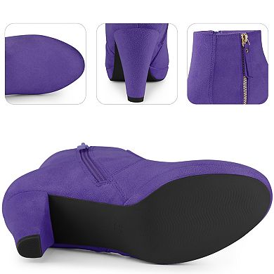 Platform Round Toe Chunky Heels Ankle Boots for Women