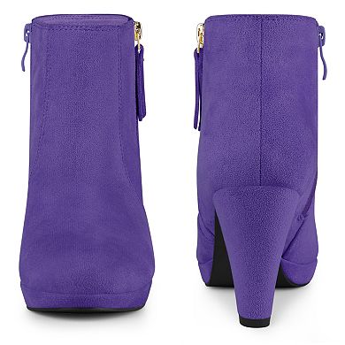 Platform Round Toe Chunky Heels Ankle Boots for Women