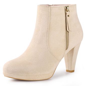 Platform Round Toe Chunky Heels Ankle Boots for Women