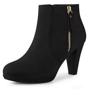 Platform Round Toe Chunky Heels Ankle Boots for Women
