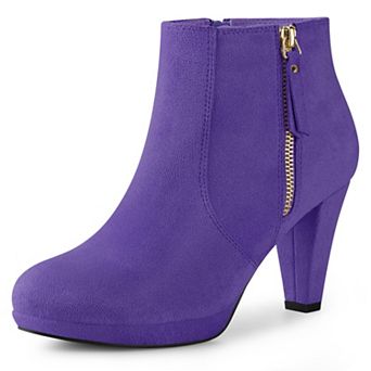 Platform Round Toe Chunky Heels Ankle Boots for Women