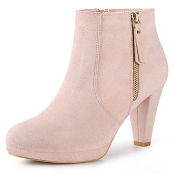 Platform Round Toe Chunky Heels Ankle Boots for Women