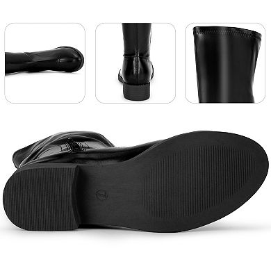 Round Toe Low Block Heel Over the Knee High Boots for Women