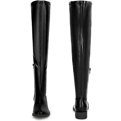 Round Toe Low Block Heel Over the Knee High Boots for Women
