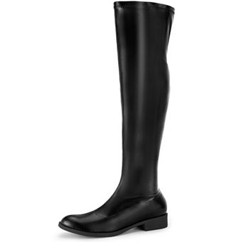 Round Toe Low Block Heel Over the Knee High Boots for Women