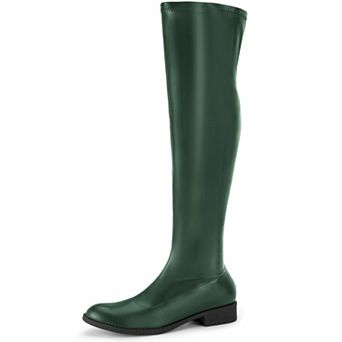 Round Toe Low Block Heel Over the Knee High Boots for Women