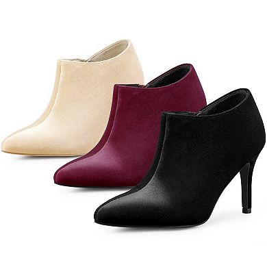 Velvet Pointy Toe Stiletto Heels Booties for Women