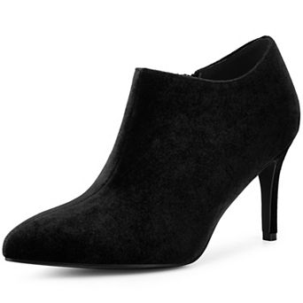 Velvet Pointy Toe Stiletto Heels Booties for Women
