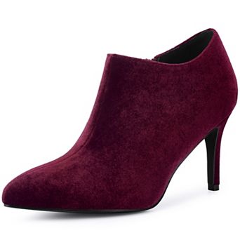 Velvet Pointy Toe Stiletto Heels Booties for Women