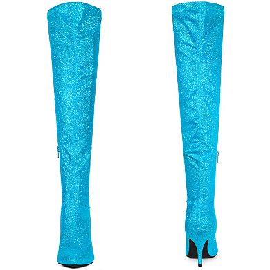 Glitter Thigh High Boot Stiletto Heels Over the Knee Boots for Women
