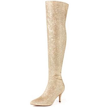 Glitter Thigh High Boot Stiletto Heels Over the Knee Boots for Women