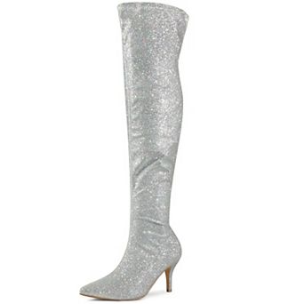 Glitter Thigh High Boot Stiletto Heels Over the Knee Boots for Women